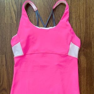 NWOT Athleta Neon pink/ grey tank